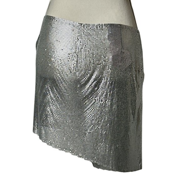 OW Collection Gemma Mini Skirt in Silver Medium New Womens Chainmail - Picture 9 of 15